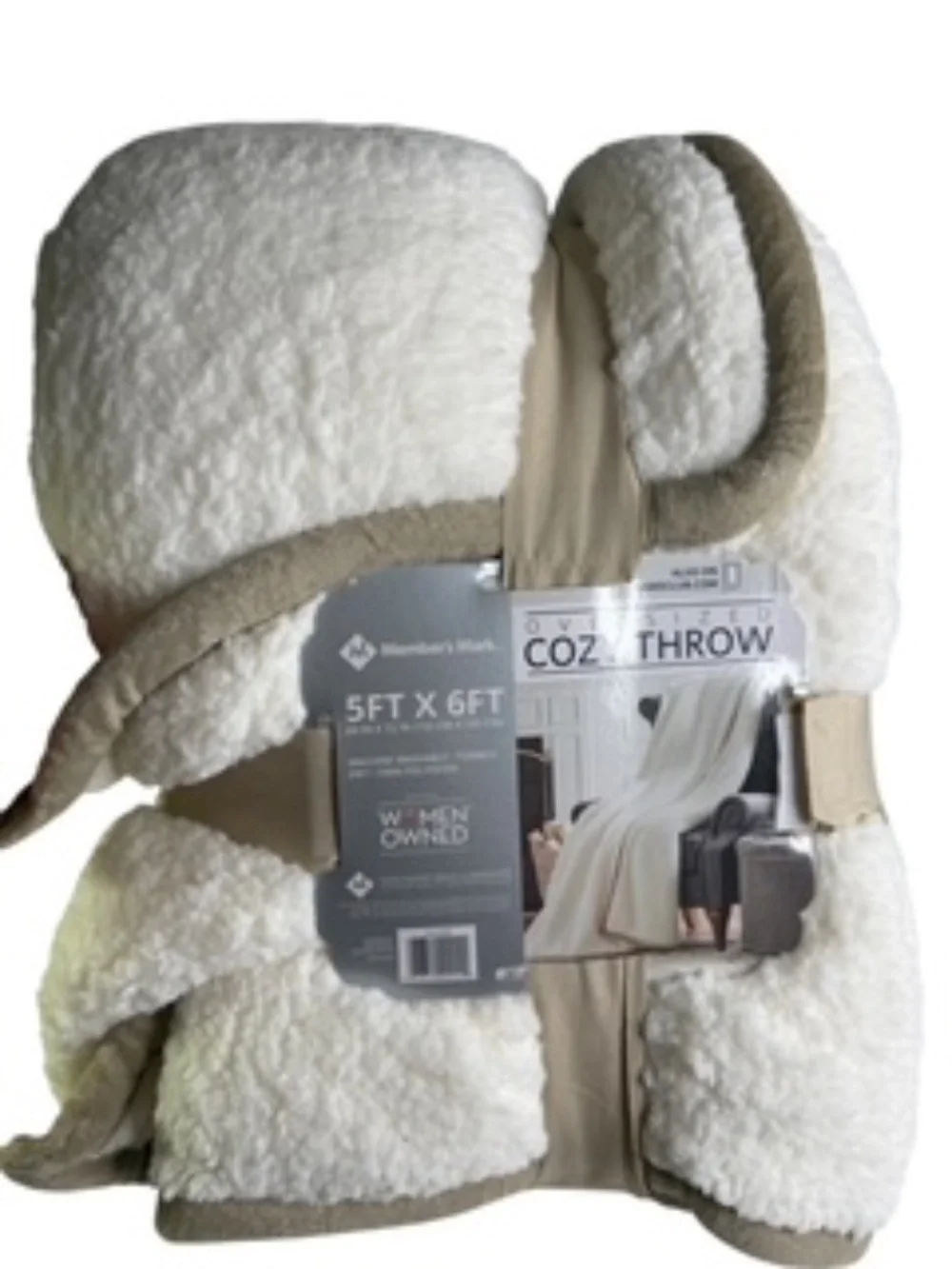 NWOT Member's Mark Cozy Cream/Tan Oversized Throw